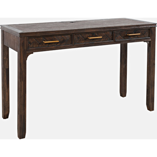 Gramercy Chevron 3 Drawer Desk with USB Charging in Dark Chevron